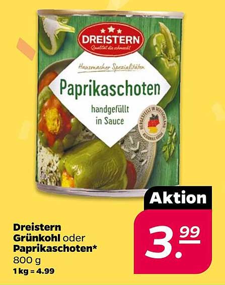 Dreistern Paprikaschoten handgefüllt in Sauce 800 g