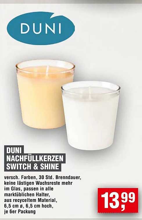 DUNI Nachfüllkerzen Switch & Shine