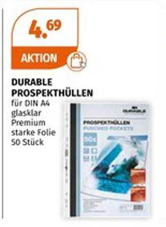 DURABLE PROSPEKTÜLLEN für DIN A4, glasklar, Premium starke Folie, 50 Stück
