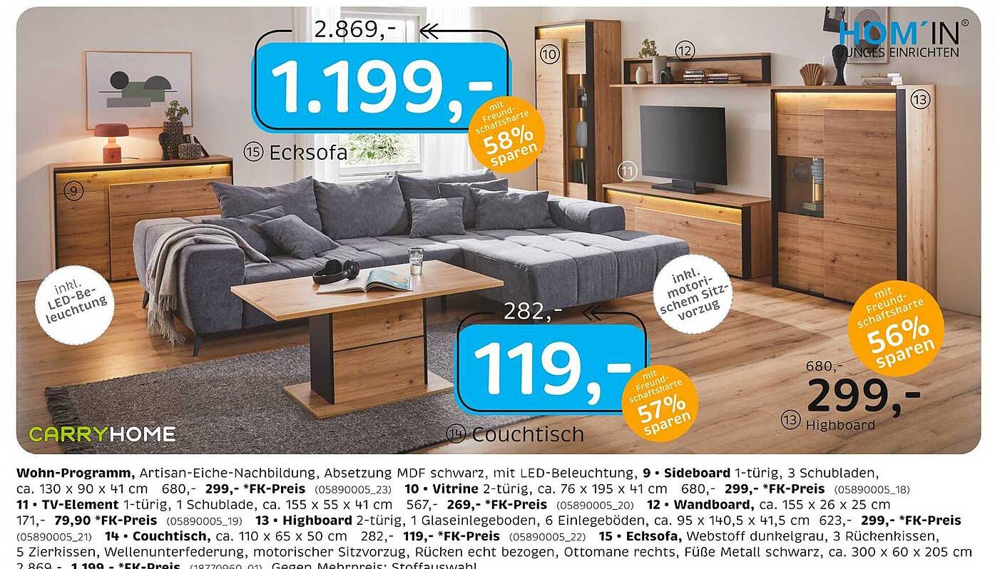 Ecksofa mit LED-Beleuchtung