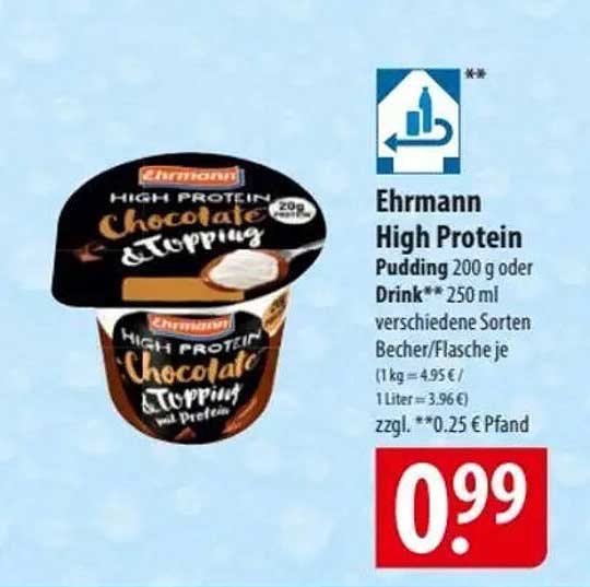 Ehrmann High Protein Pudding 200 g oder Drink 250 ml