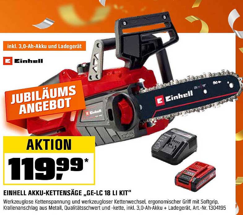 EINHELL AKKU-KETTENSÄGE ‚GE-LC 18 LI KIT‘