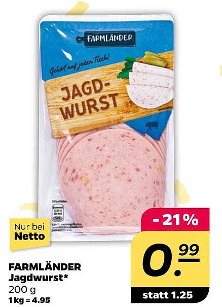 FARMLÄNDER Jagdwurst 200 g - Jetzt zum Vorteilspreis!