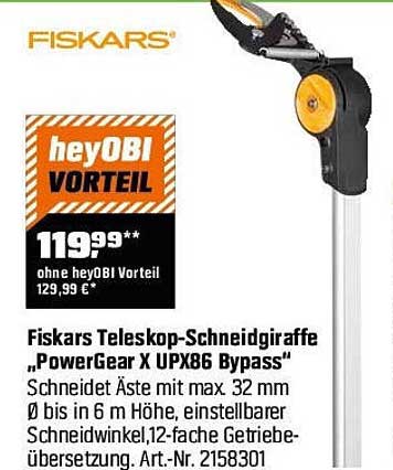 Fiskars Teleskop-Schneidgiraffe „PowerGear X UPX86 Bypass“