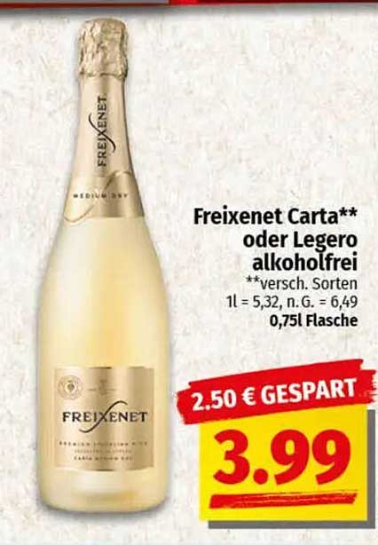Freixenet Carta oder Legero alkoholfrei 0,75 l