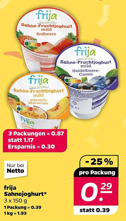 frija Sahnejoghurt - 3 Packungen zum Sparpreis!