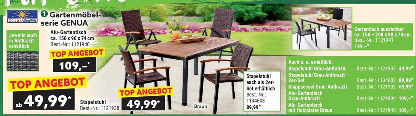 Gartenmöbel-Serie GENUA: Alu-Gartentisch und Stapelstuhl