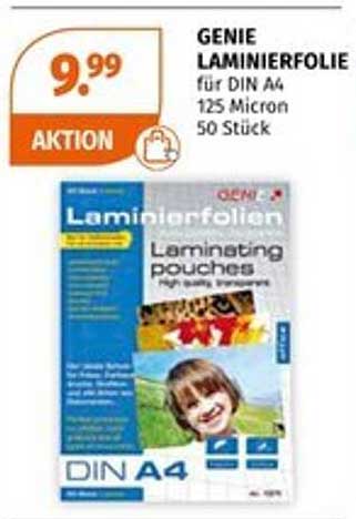 GENIE LAMINIERFOLIE für DIN A4 125 Micron 50 Stück