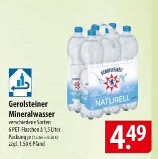 Gerolsteiner Mineralwasser 6 PET-Flaschen à 1,5 Liter