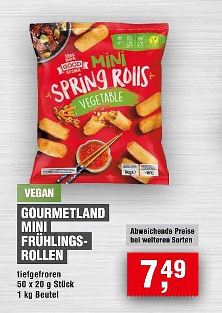 Gourmetland Mini Frühlings-Rollen - Tiefgefroren, vegan