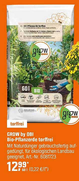 GROW by OBI Bio-Pflanzenerde torffrei