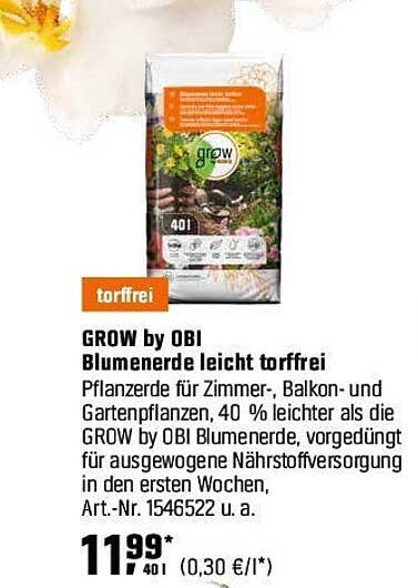 GROW by OBI Blumenerde leicht torffrei