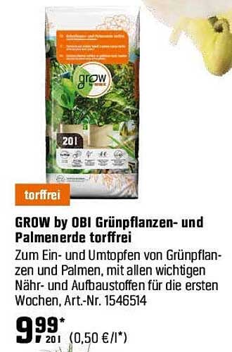 GROW by OBI Grünpflanzen- und Palmenerde torffrei