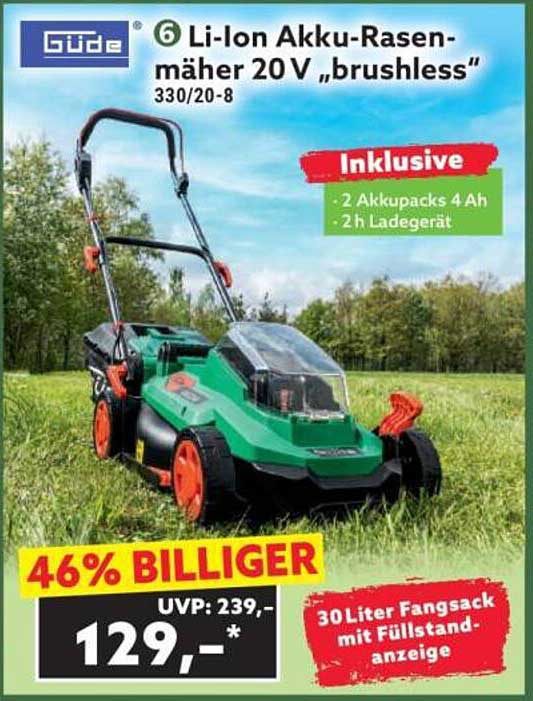 Güde Li-Ion Akku-Rasenmäher 20 V "brushless"