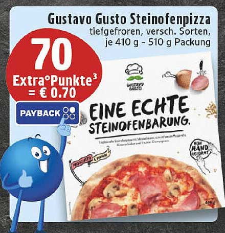 Gustavo Gusto Steinofenpizza, tiefgefroren, verschiedene Sorten, je 410 g - 510 g Packung