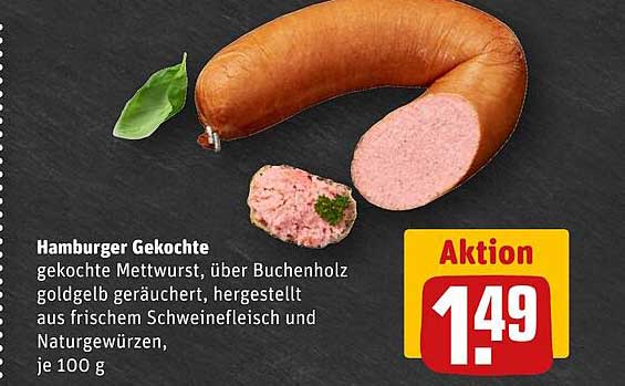 Hamburger Gekochte Mettwurst, über Buchenholz goldgelb geräuchert