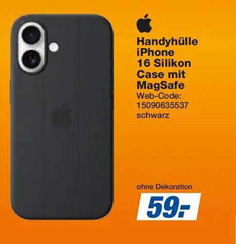 Handyhülle iPhone 16 Silikon Case mit MagSafe schwarz