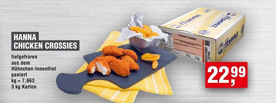 Hanna Chicken Crossies - tiefgefrorenes Hähnchen-Innenfilet, panierte Köstlichkeiten