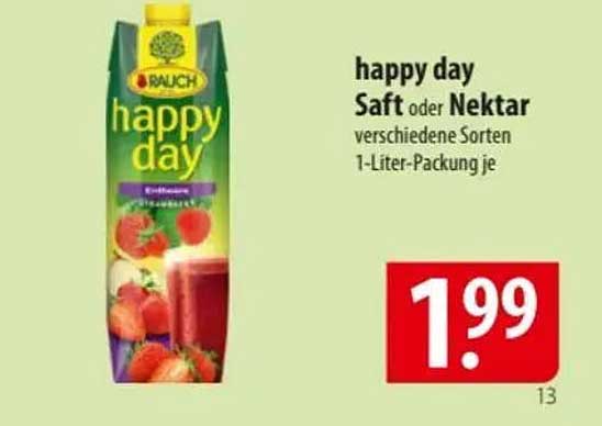 happy day Saft oder Nektar verschiedene Sorten 1-Liter-Packung
