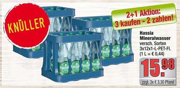 Hassia Mineralwasser 2+1 Aktion: 3 kaufen - 2 zahlen!