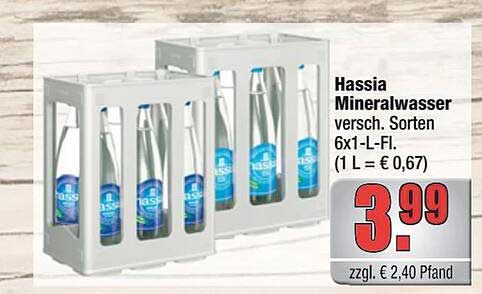 Hassia Mineralwasser 6x1-L-Fl. - frisch und spritzig!