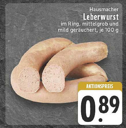Hausmacher Leberwurst im Ring, mittelgroß und mild geräuchert, je 100 g