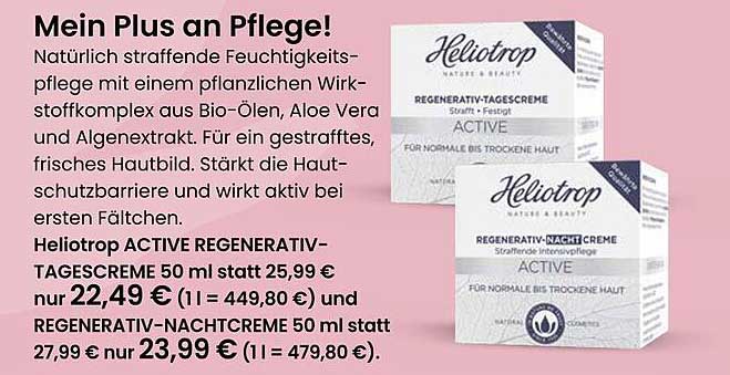 Heliotrop ACTIVE REGENERATIV-TAGESCREME und NACHTCREME