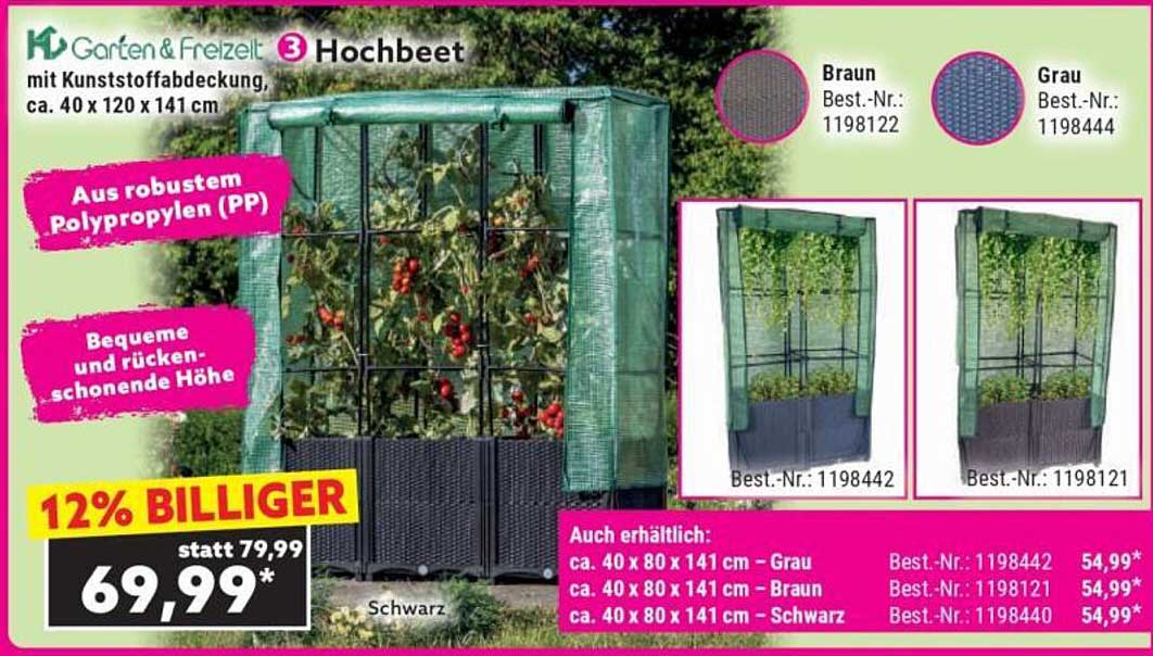 Hochbeet aus robustem Polypropylen mit Kunststoffenabdeckung
