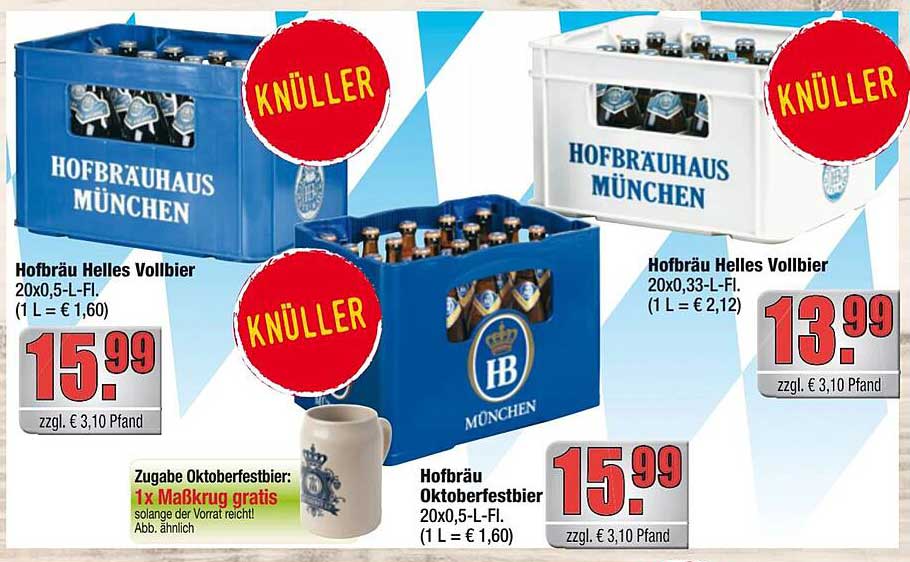 Hofbräu Helles Vollbier 20x0,5-L-Fl.