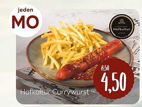 Hofkultur Currywurst mit Pommes