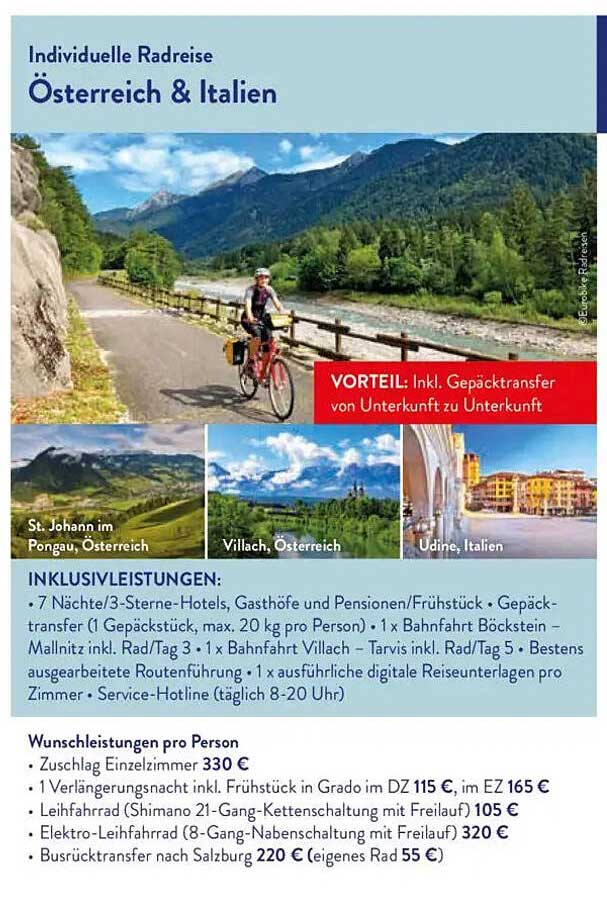 Individuelle Radreise Österreich & Italien