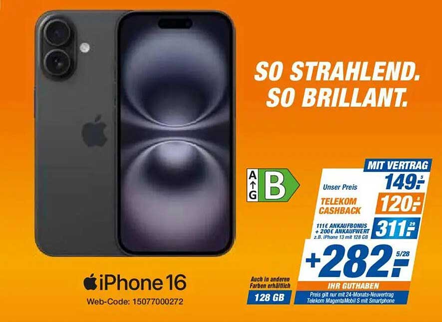 iPhone 16 mit Vertrag - So strahlend. So brillant.