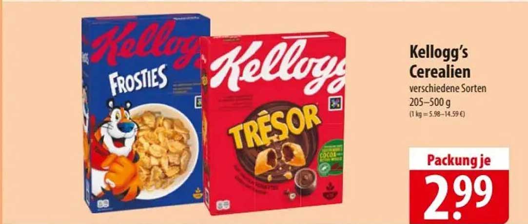 Kellogg's Cerealien – verschiedene Sorten 205–500 g