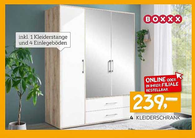 Kleiderschrank von BOXXX, inkl. 1 Kleiderstange und 4 Einlegeböden