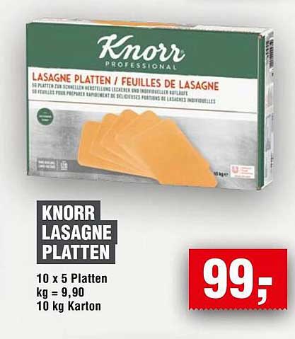 KNORR Lasagne Platten - 10 x 5 Platten