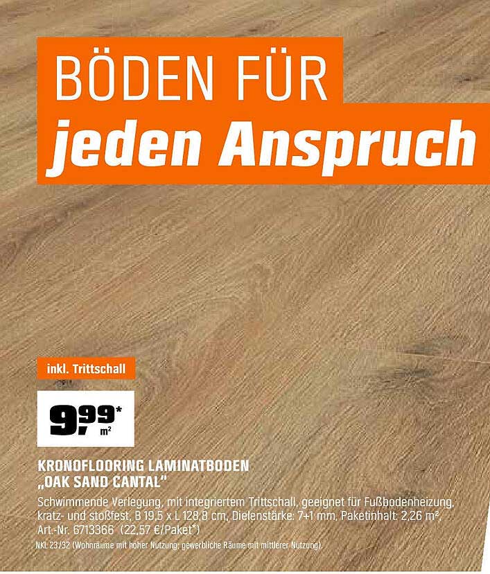 Kronoflooring Laminatboden "Oak Sand Cantal"