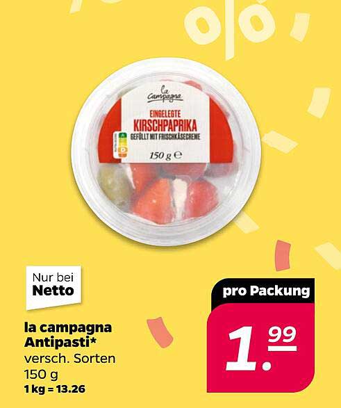 la campagna Antipasti - eingelegte Kirschpaprika, gefüllt mit Frischkäse, 150 g