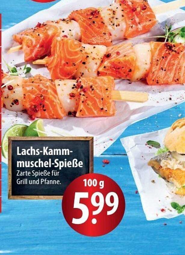 Lachs-Kamm-muschel-Spieße