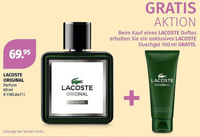 LACOSTE ORIGINAL Parfum 60 ml mit GRATIS Lacoste Duschgel 100 ml