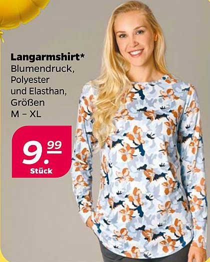 Langarmshirt* mit Blumendruck, Polyester und Elasthan, Größen M – XL