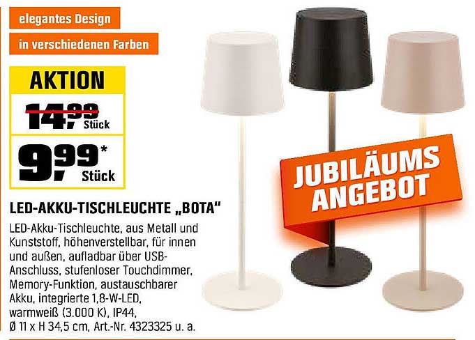LED-Akku-Tischleuchte „BOTA“