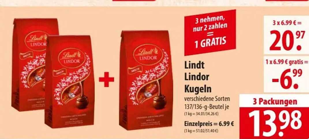 Lindt Lindor Kugeln - verschiedene Sorten (137/136-g-Beutel)