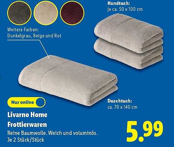 Livorno Home Frottierwaren - Handtuch und Duschtuch im Set