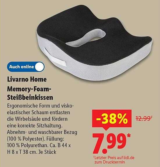 Livorno Home Memory-Foam-Steißbeinkissen