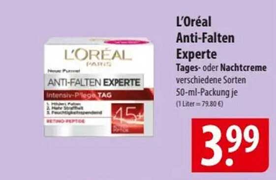 L’Oréal Anti-Falten Experte Tages- oder Nachtcreme