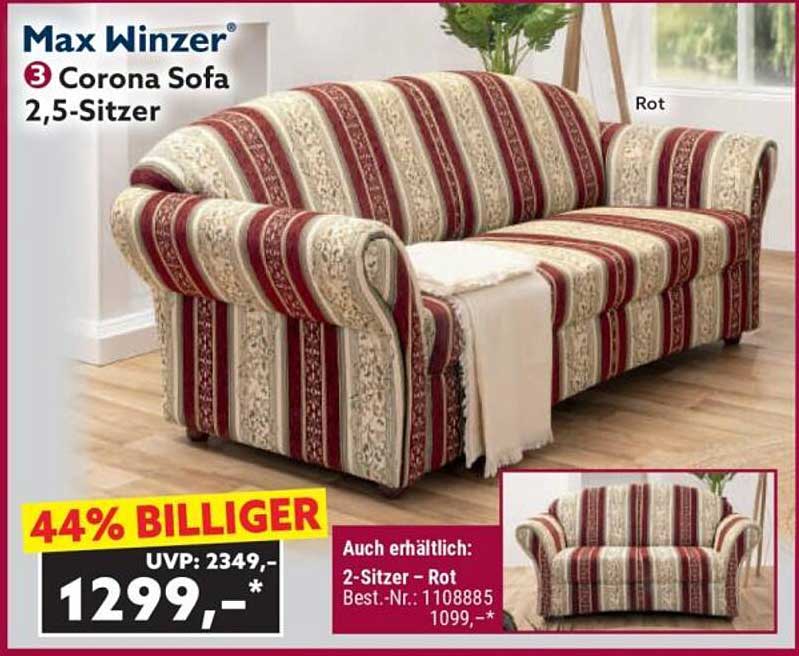 Max Winzer® Corona Sofa 2,5-Sitzer - Rot