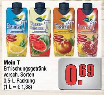 Mein T Erfrischungsgetränk verschiedene Sorten 0,5-L-Packung