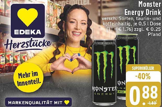 Monster Energy Drink - 0,5 L Dose - 40% Rabatt!