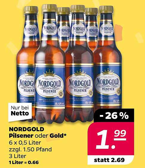 NORDGOLD Pilsener oder Gold - 6 x 0,5 Liter