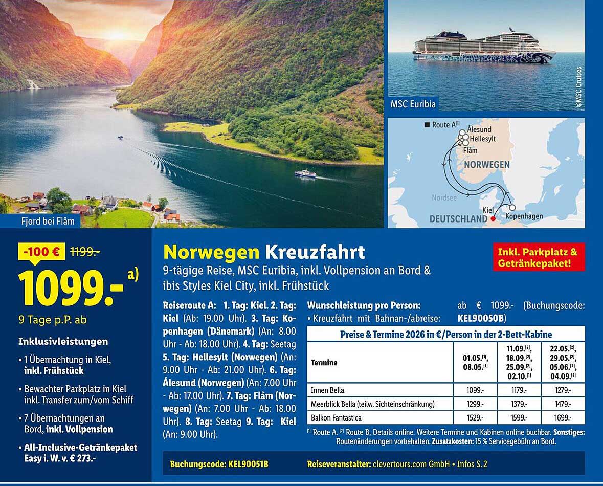 Norwegen Kreuzfahrt – 9 Tage ab 1.099 €